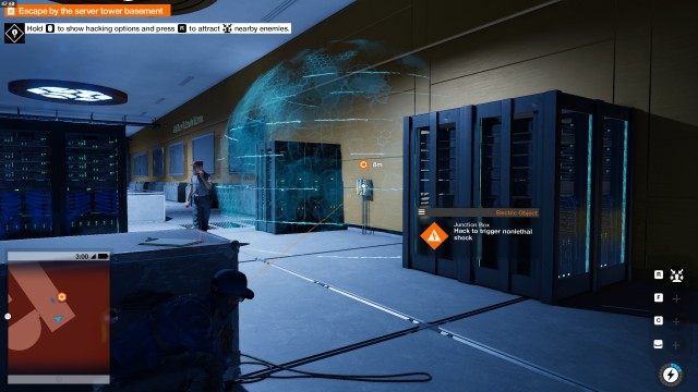 Escape by the server tower basement