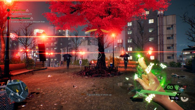 Examine the red cherry blossom tree / Defeat all enemies