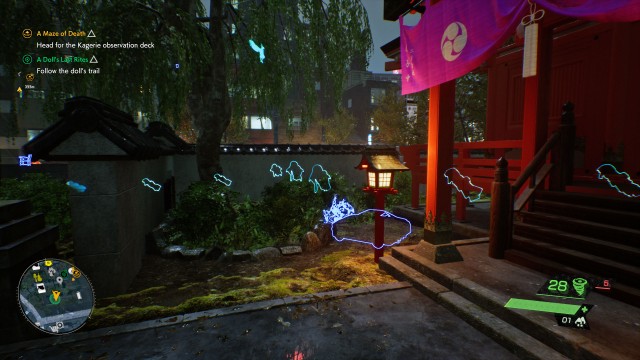 Search the area for clues with Spectral Vision / Follow the doll's trail