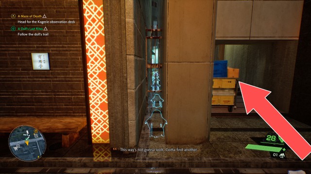Search the area for clues with Spectral Vision / Follow the doll's trail