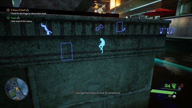 Hide behind the statue / Absorb the kappa