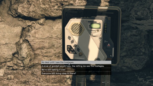 Ask to see the hostages OR sneak into the bank