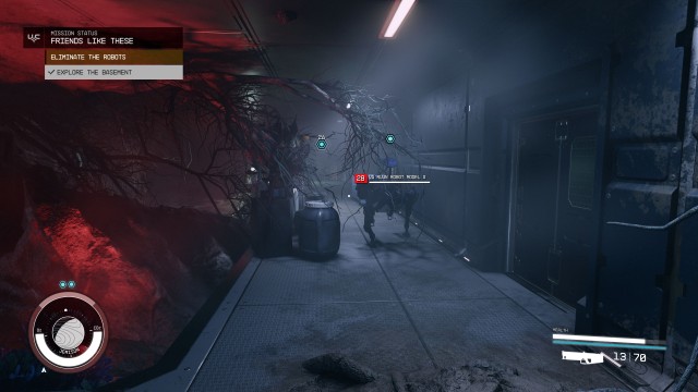 Explore the basement / Eliminate the robots