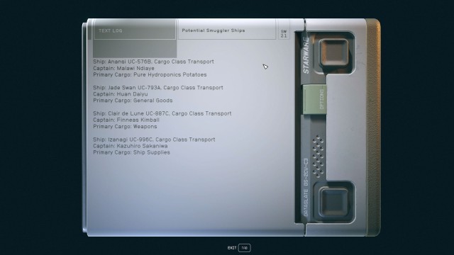 Read the slate and identify the smuggler's ship