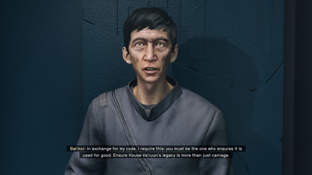 Speak with Ambassador Bal'mor / Convince Bal'mor to hand over his Archive Code