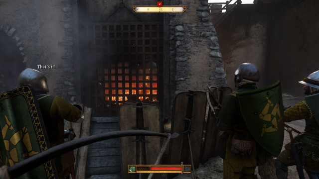 Help defend the gate in the courtyard!