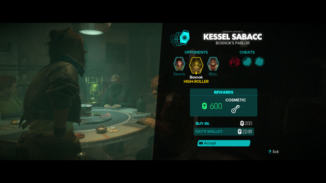 Defeat Bosnok at Kessel Sabacc.