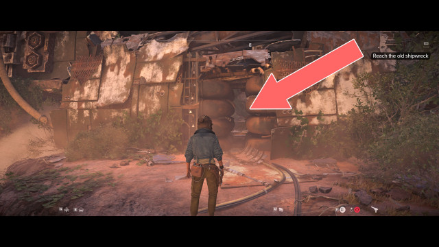 Reach the old shipwreck.