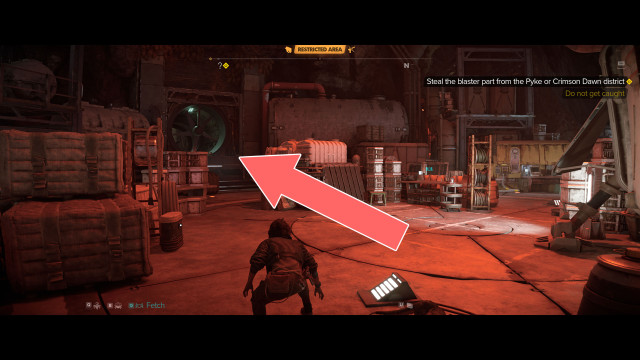 Steal the blaster part from the Pyke or Crimson Dawn district.