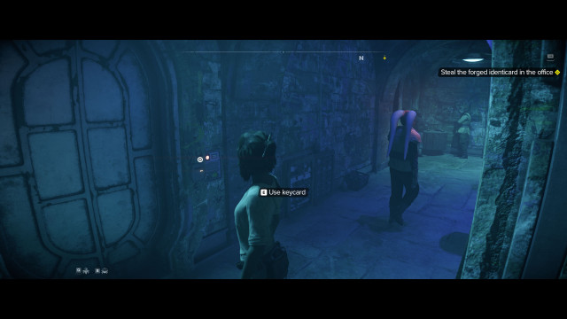 Steal the forged identicard in the office.