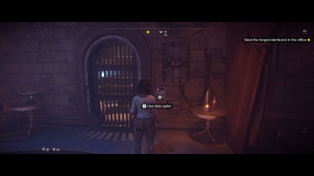 Steal the forged identicard in the office.