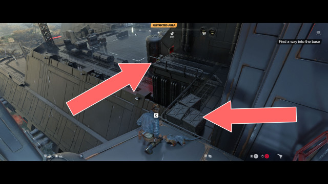 Find a way into the base.