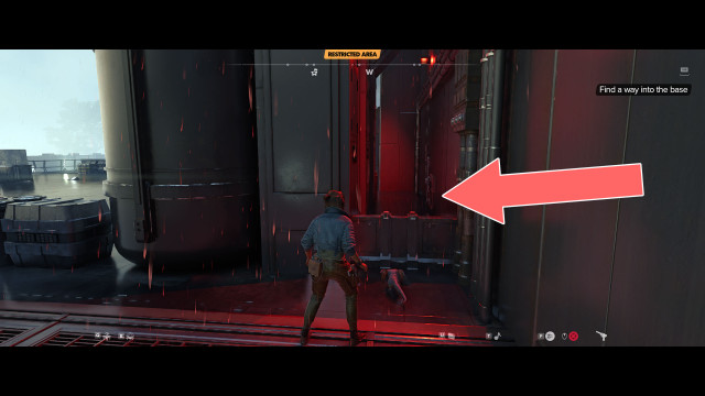 Find a way into the base.