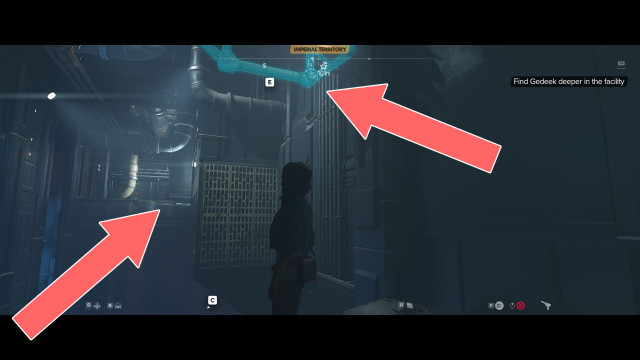 Find Gedeek deeper in the facility.