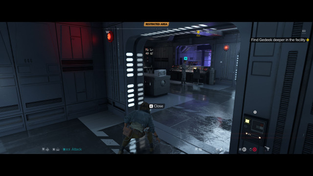 Find Gedeek deeper in the facility.