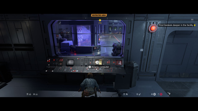Find Gedeek deeper in the facility.