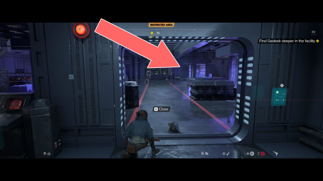 Find Gedeek deeper in the facility.