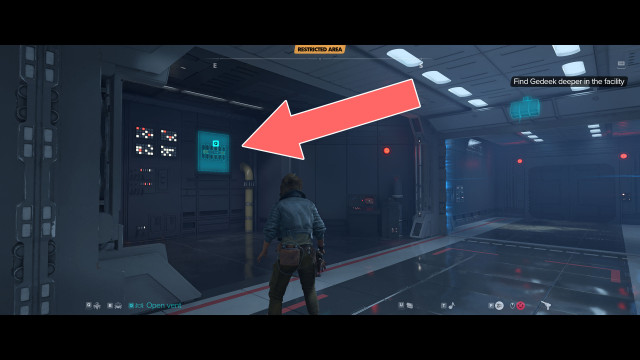 Find Gedeek deeper in the facility.