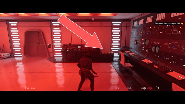 Traverse the conveyor belt.