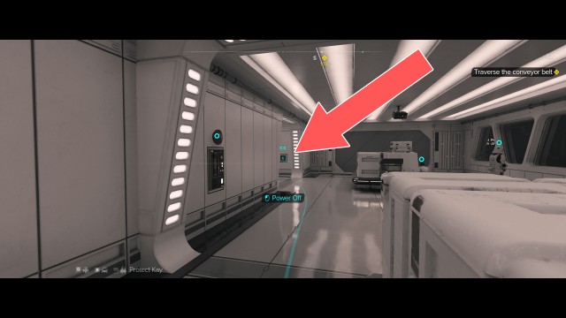 Traverse the conveyor belt.