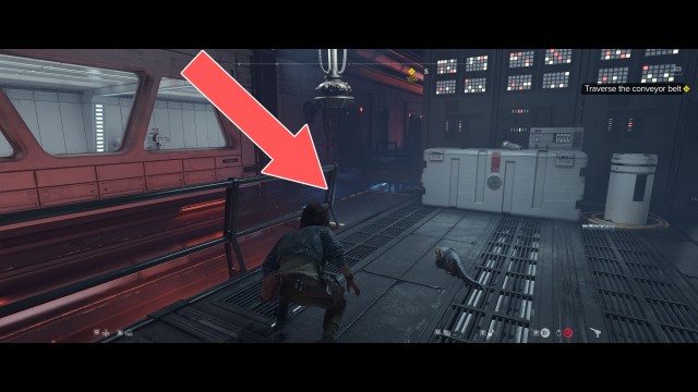 Traverse the conveyor belt.