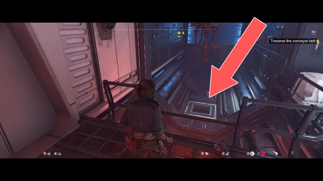 Traverse the conveyor belt.