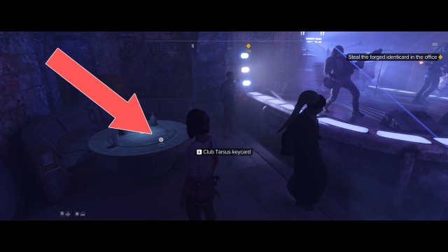 Steal the forged identicard in the office.