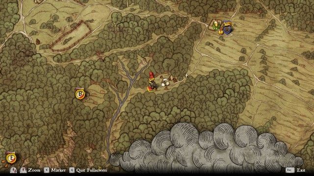 (Optional) Find the beginning of the path in the woodcutters' camp.