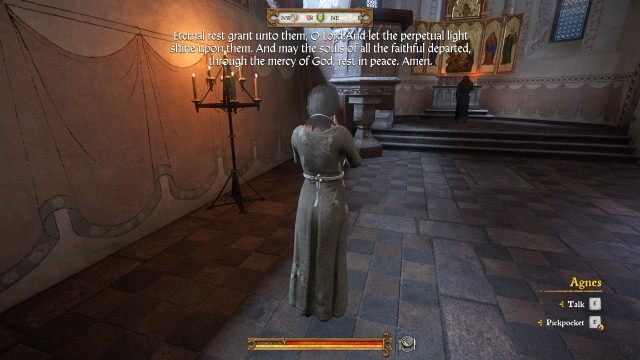 (Optional) Look around the church for the housekeeper Agnes.