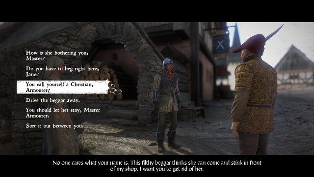(Optional) Settle the dispute between the armourer and the beggar - alms.