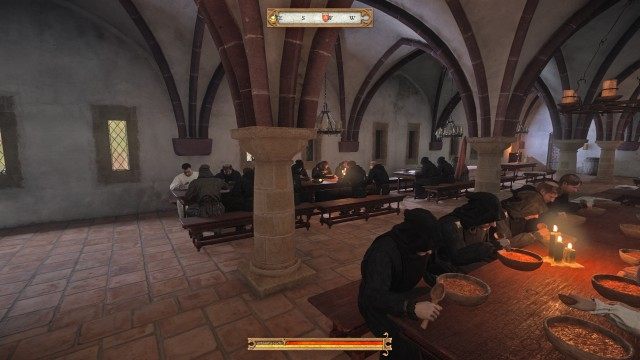 Eat with the others.