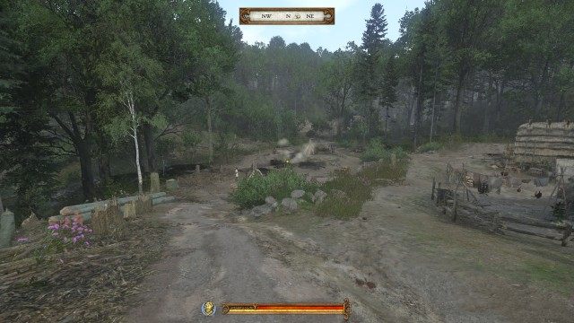 Follow the trail of blood from the ambushed wagon.