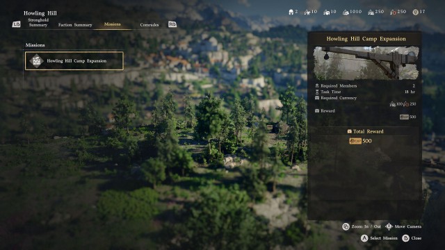 Dispatch a comrade to the "Howling Hill Camp Expansion" mission