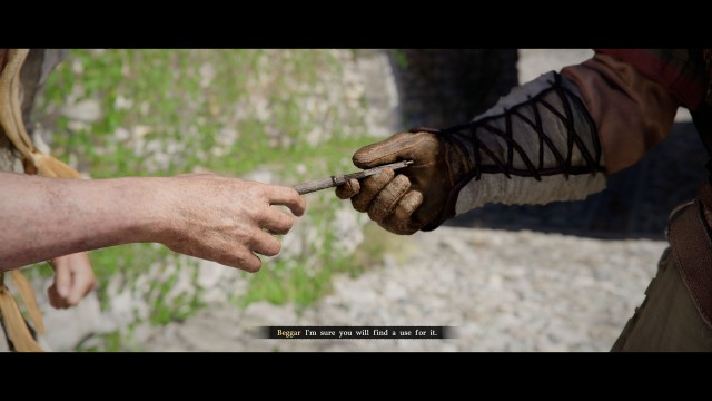 Give a coin to the old beggar