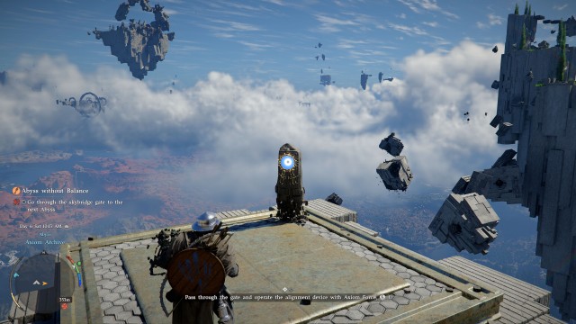 Go through the skybridge gate to the next Abyss