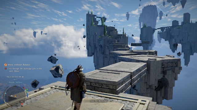 Go through the skybridge gate to the next Abyss