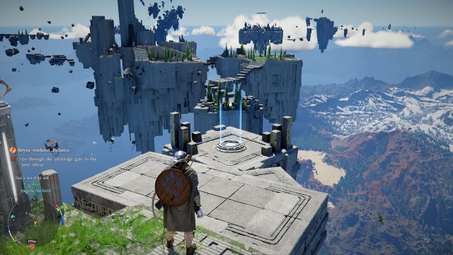 Go through the skybridge gate to the next Abyss