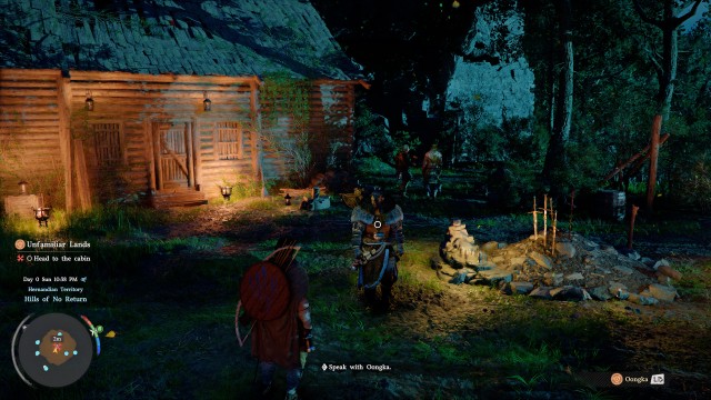 Head to the cabin / Speak with Oongka