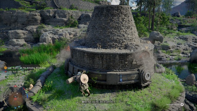 Put fuel into the kiln