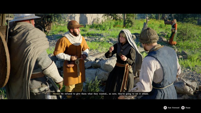 Speak with the nun asking for help