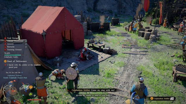 Speak with the soldier at the southern guard post