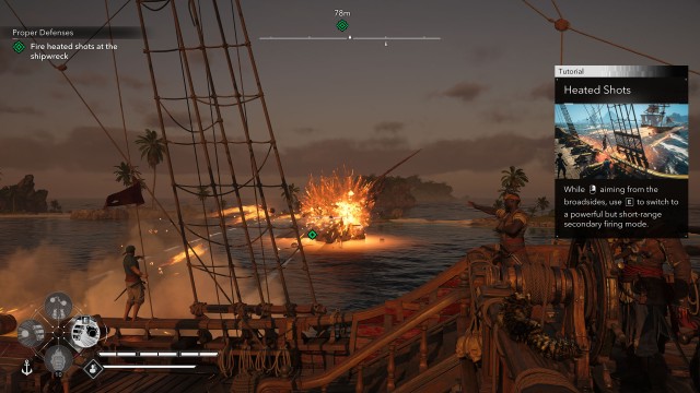 Fire heated shots at the shipwreck