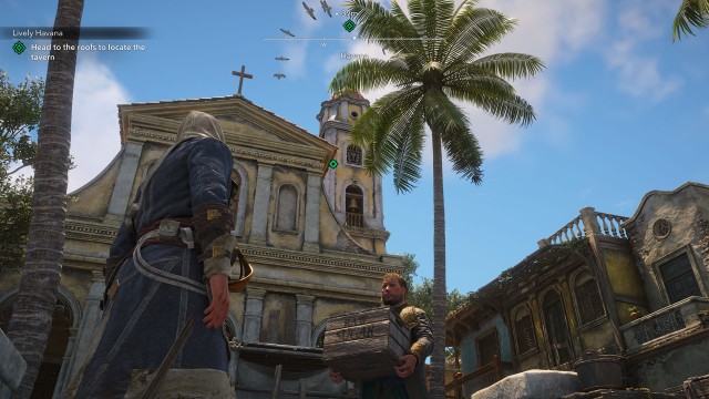 Head to the roofs to locate the tavern