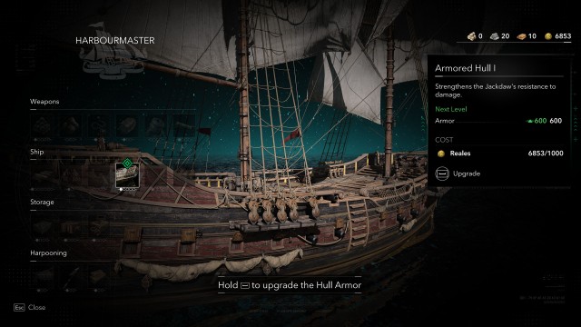 Upgrade the Jackdaw's hull