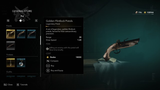 Golden Flintlock Pistols