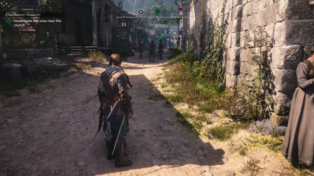 Investigate the area near the church