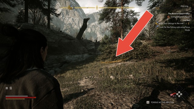 Look for the fishing rods using Focus Mode