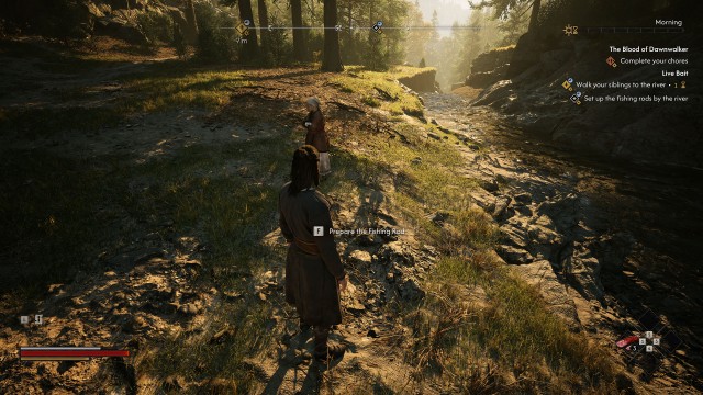 Set up the fishing rods by the river