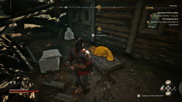 Find a corpse nearby and question it using Compel Soul