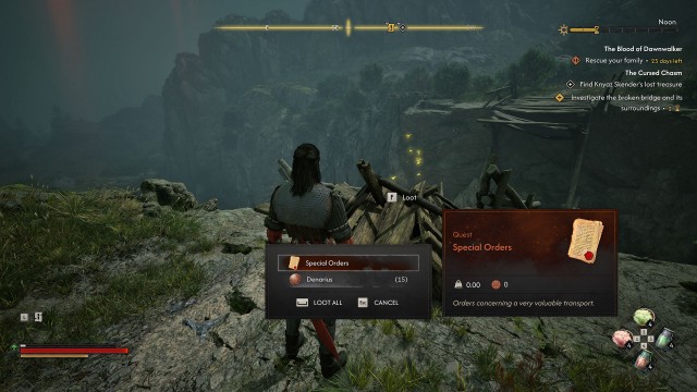 Investigate the broken bridge and its surroundings (2 Time Segments)